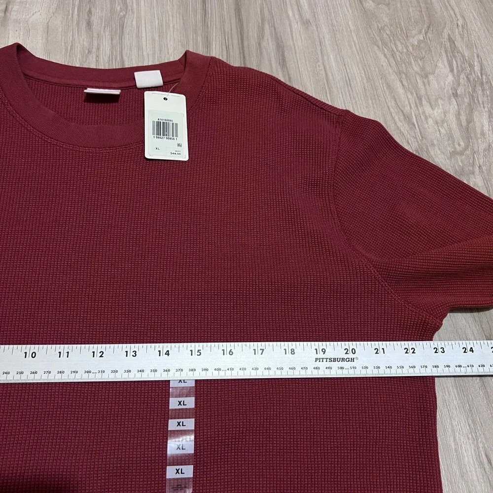 Levi's Men's XL Red Waffle Knit Thermal Shirt Long Sleeve Crew Neck
